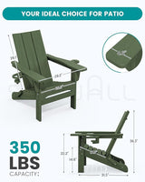 SERWALL Modern Adirondack Chair, Folding Adirondack Chair with Dual Cup Holders - Photo 3