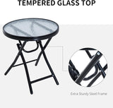 Outsunny 3 Piece Outdoor Rocking Bistro Set, Patio Folding Chair Table Set with Glass Coffee Table for Yard, Patio, Deck - Photo 5