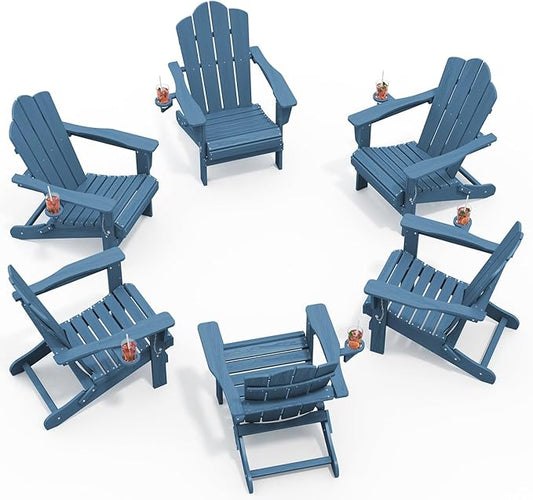 KINGYES Folding HDPE Adirondack Chairs