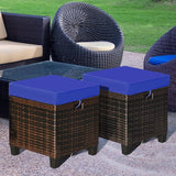 Tangkula 2 Pieces Outdoor Patio Ottoman, All Weather Rattan Wicker Ottoman Seat, Patio Rattan Furniture - Photo 5