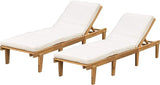 Christopher Knight Home Outdoor Pool/Deck Furniture, Teak Chaise Lounge Chairs with Cushions (Set of 2) - Photo 1