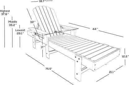 WestinTrends Dylan 2 Piece Adirondack Reclining Chaise Lounge with Arms Gray
