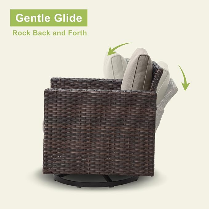 Rilyson Wicker Outdoor Patio Furniture Set - 6 Piece Patio Conversation Set with 2 Swivel Rocker Chairs - Photo 7