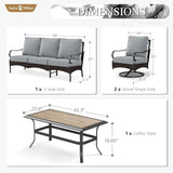 Sophia & William Patio Furniture Set, 4 Piece Metal Outdoor Conversation Set with 3-Seater Outdoor Couch - Photo 7