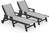 SERWALL Textilene Patio Chaise Lounge Chair Set of 2, 5 Positions Outdoor Lounger with Rolling Wheels for Pool, Deck - Photo 1