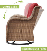 Rilyson Patio Chairs Rocking Swivel Chiar - 3 Piece Outdoor Wicker Patio Bistro Set Rattan Rocker Glider Chairs with - Photo 5