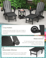 GREENVINES Adjustable Adirondack Chair with Retractable Ottoman Set of 2 | Folding | HDPE Plastic - Photo 7