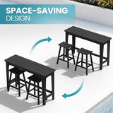 Ciokea 5 Pcs Outdoor Bar Height Table and Stools Set, 60" Extra Long Rectangle High Top Table and 4 Backless Bar Stools - Photo 7