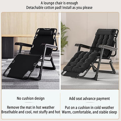 Chair Reclining Lounge Chair Patio Chairs,w/Removable Cushion & Headrest,Reclining Camping Chair w/Upgraded Lock,Large Cup Holder and Footrest,Reclining Patio Chairs Recliner for Indoor Outdoor