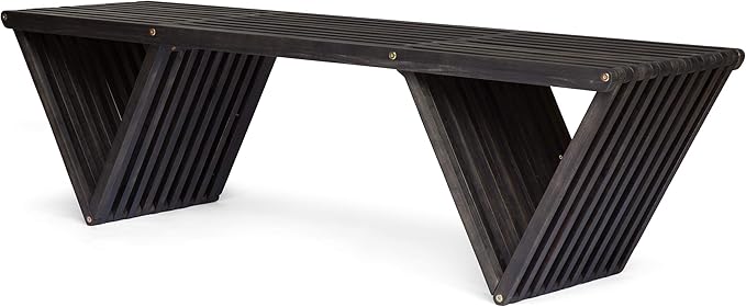 Christopher Knight Home Esme Outdoor Acacia Wood Bench, Dark Gray Finish - Photo 1