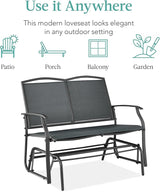 Best Choice Products 2-Person Outdoor Patio Swing Glider Steel Bench Loveseat Rocker for Deck, Porch w/Textilene Fabric - Photo 7