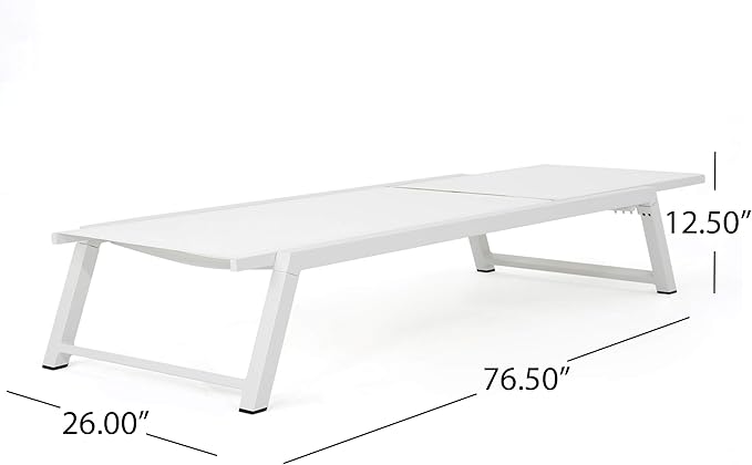 Christopher Knight Home Belle Outdoor Mesh Chaise Lounges, 2-Pcs Set, White Mesh / White