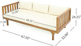 Merax Outdoor 4-Piece Acacia Wood Conversation Set - Patio 3-Seat Loveseat Sofa w/Coushion - Photo 5