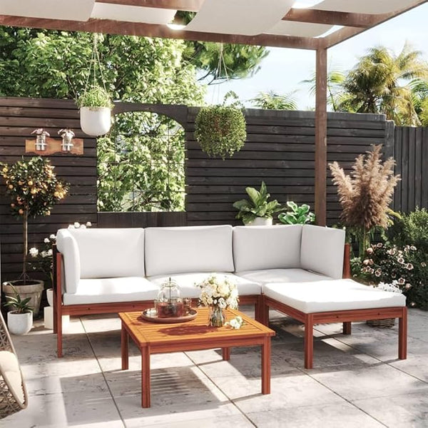 5-Piece Outdoor Lounge Set with Plush Cushions, Solid Acacia Wood Patio Furniture - Photo 1