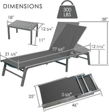 Kozyard 3-Pieces Patio Lounge Set, 2 Foldable Adjustable Lounge Chairs and Side Table, Aluminum Frame - Photo 2