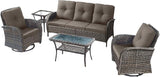 5 Pieces Wicker Patio Furniture Set-Outdoor Swivel Rocker Patio Chairs Patio Sofa Set with Tempered Glass Top Outdoor - Photo 3
