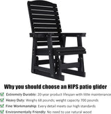 Poly Lumber Patio Glider for One Person, with Cup Holders, High Backrest and Deep Contoured Seat, HIPS Material - Photo 3
