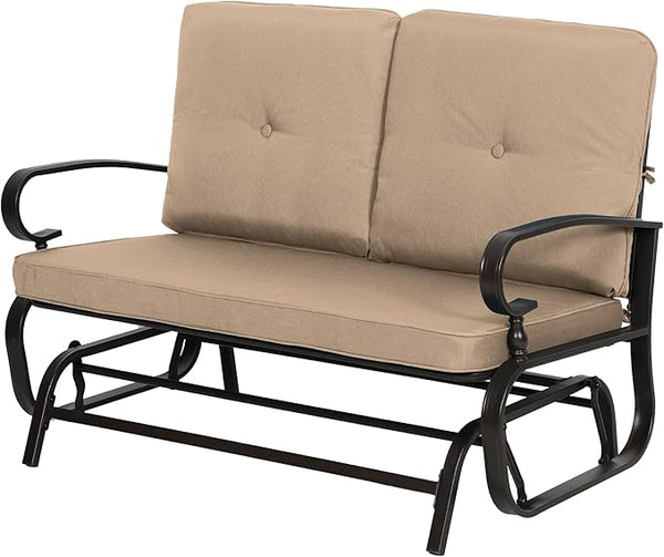Outdoor Bench Patio Swing Glider Loveseat 2 Seats Rocking Chair - Photo 1
