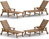YEFU Lounge Chair Outdoor Set of 4: Outdoor Chaise Lounge with 5-Level Adjustable Backrest, Cup Holders & Wheels - Photo 1