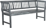 SAFAVIEH Outdoor Patio Furniture Collection – Brentwood Grey Distressed Acacia Wood Bench with Silver Accents - Photo 4