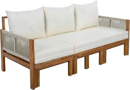 LUMISOL Outdoor Patio Day Bed Sofa, 3 Seat Convertible Sleeper Sofa for Poolside Backyard, Patio Furniture Lounge Couch with Cushion, Grey
