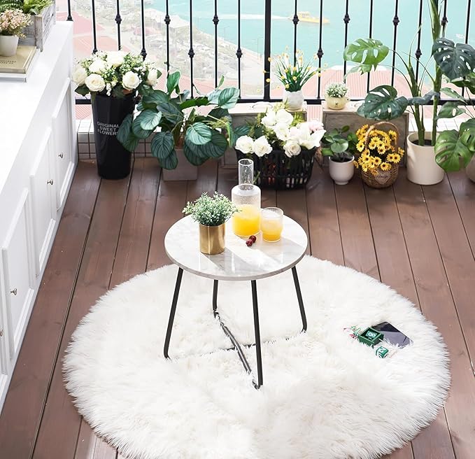 VECELO 17.7 inch Small Round Outdoor Side Table, Patio End Table - Photo 4