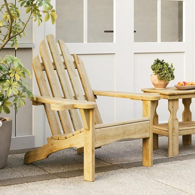 Amish Casual Heavy Duty Adirondack Chair in Semi-Solid Black Stain - Authentic Amish Craftmanship from Treated Pine, Outdoor Chair Made in The USA, 800 Lb Weight Capacity