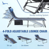 Devoko 4-Fold Padded Portable Folding Outdoor Chaise Lounge Heavy Duty Reclining Chair with Pillow & Side Pocket for - Photo 4