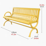 Outdoor Bench, 2 Seater Garden Patio Bench, Metal Bench with Curved Design - Photo 3