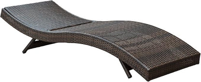 Modway Peer Wicker Rattan Outdoor Patio Two Chaise Lounge Chairs with Cushions in Brown White