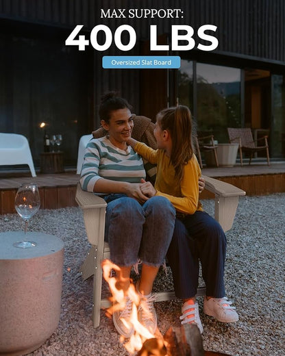 BRIOPAWS Adirondack-Chairs-Set of 2 | Wood Grain | Fire Pit Chair | Oversized | HDPE Plastic | Weather Resistant | for Deck Outdoor Poolside Campfire
