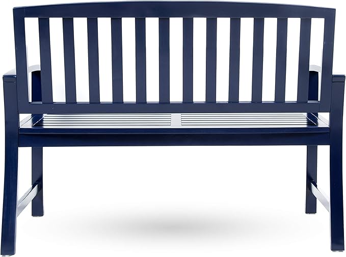 Christopher Knight Home Loja Outdoor Acacia Wood Bench, Pu Navy Blue