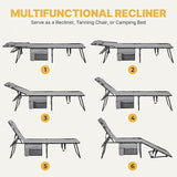 Yaheetech 22.4" Outdoor Folding Tanning Chair, Chaise Lounge Chairs with 5 Back Position Adjustable - Photo 9