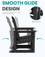 SERWALL Outdoor Glider Chair Set of 4 with Ottoman, HDPE Wood-Like Patio Glider Set All-Weather Porch Glider for Outside - Photo 6