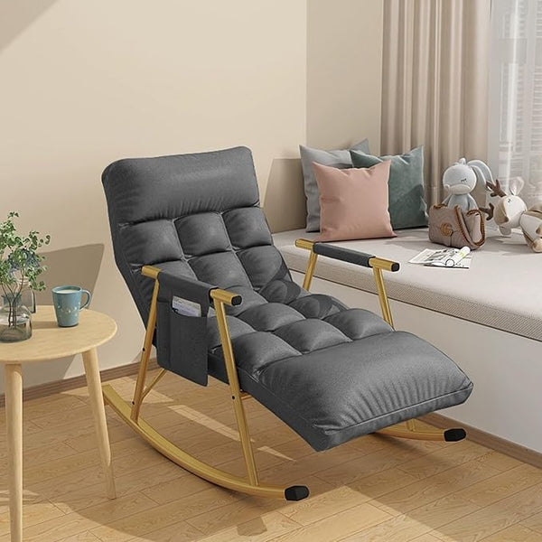 Bedroom rocking chair with cushion, Modern Comfortable Sofa Lounger, outdoor garden lounge chair with armrests - Photo 1