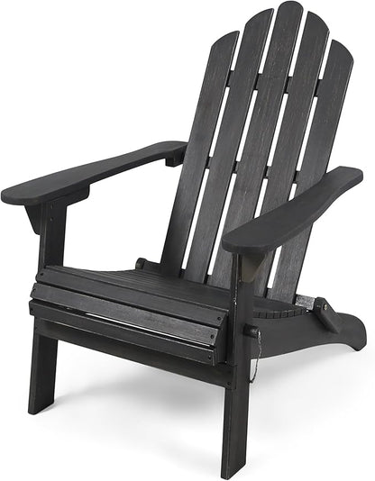 Christopher Knight Home Foldable Adirondack Chair Outdoor Acacia Wood Patio Chair with Slat Panel Design and Compact Folding Frame for Porch Backyard