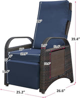 ATR ART TO REAL Outdoor Recliner Chairs, PE Wicker Reclining Lounge Chair with Removable Soft Cushion - Photo 2
