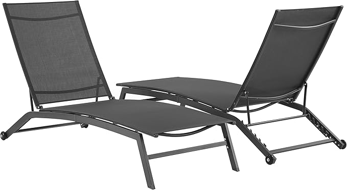 Crosley Furniture Weaver 2-Piece Reclining Sling Outdoor Chaise Lounge Chair Set with Wheels, Patio, Deck, Pool - Photo 1