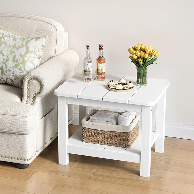 18" Outdoor Side Table, 2-Tier Patio Side Table, Weather Resistant, Easy Assembled - Photo 8