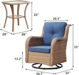 Rilyson Patio Chairs Rocking Swivel Chiar - 3 Piece Outdoor Wicker Patio Bistro Set Rattan Rocker Glider Chairs with - Photo 2