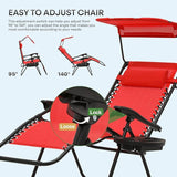 Athena Collection Patio Chairs Set of 2 Reclining Lounge Chair with Cup Holder and Pillow Fabric Camping Chairs with - Photo 6
