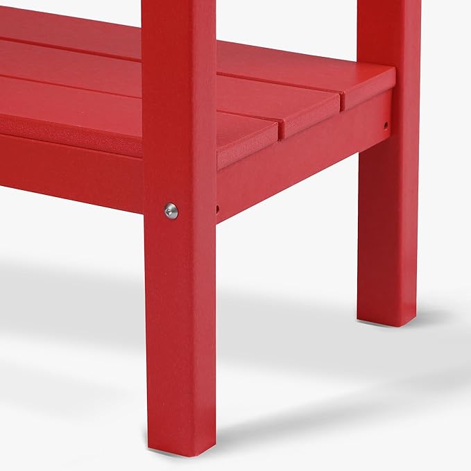 WestinTrends Malibu 55" Outdoor Patio HDPE Adirondack 2-Tier Shelf Console Table, Red - Photo 8