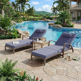 GarveeLife Outdoor Wicker Chaise Lounge Chair with Cushion, Metal Frame Patio Reclining Lounge Bed - Photo 1
