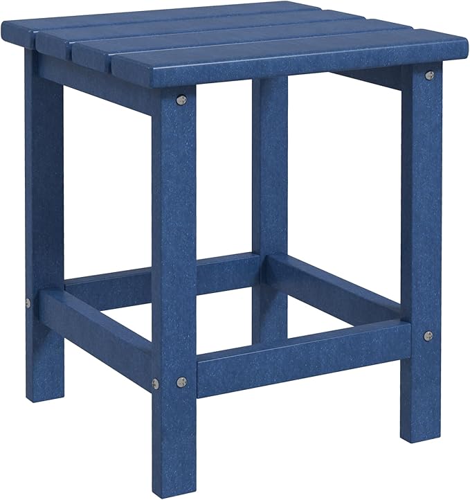 Outsunny Patio Side Table, 15" Square Outdoor End Table, HDPE Plastic Tea Table for Adirondack Chair, Backyard or Lawn, Blue