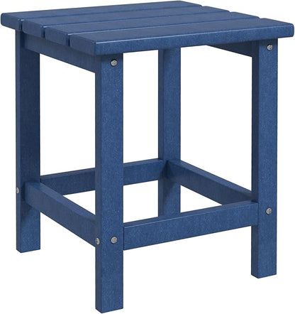 Outsunny Patio Side Table, 15" Square Outdoor End Table, HDPE Plastic Tea Table for Adirondack Chair, Backyard or Lawn, Blue