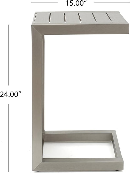 Christopher Knight Home Cape Coral Aluminum C-Shaped End Table, Silver