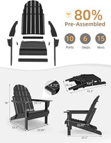 Folding Adirondack Chair - Durable HDPE Poly Lumber All-Weather Resistant - Photo 3
