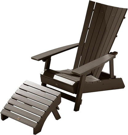 Highwood AD-KITADRI1-ACE Manhattan Beach Adirondack Chair with Ottoman, Weathered Acorn