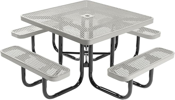 COATEDOUTDOORFURNITURE Heavy-Duty Portable Outdoor Picnic Table with Umbrella Hole - Photo 1