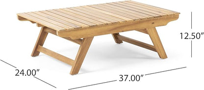 Great Deal Furniture Kailee Outdoor Wooden Coffee Table, Teak Finish (309176)